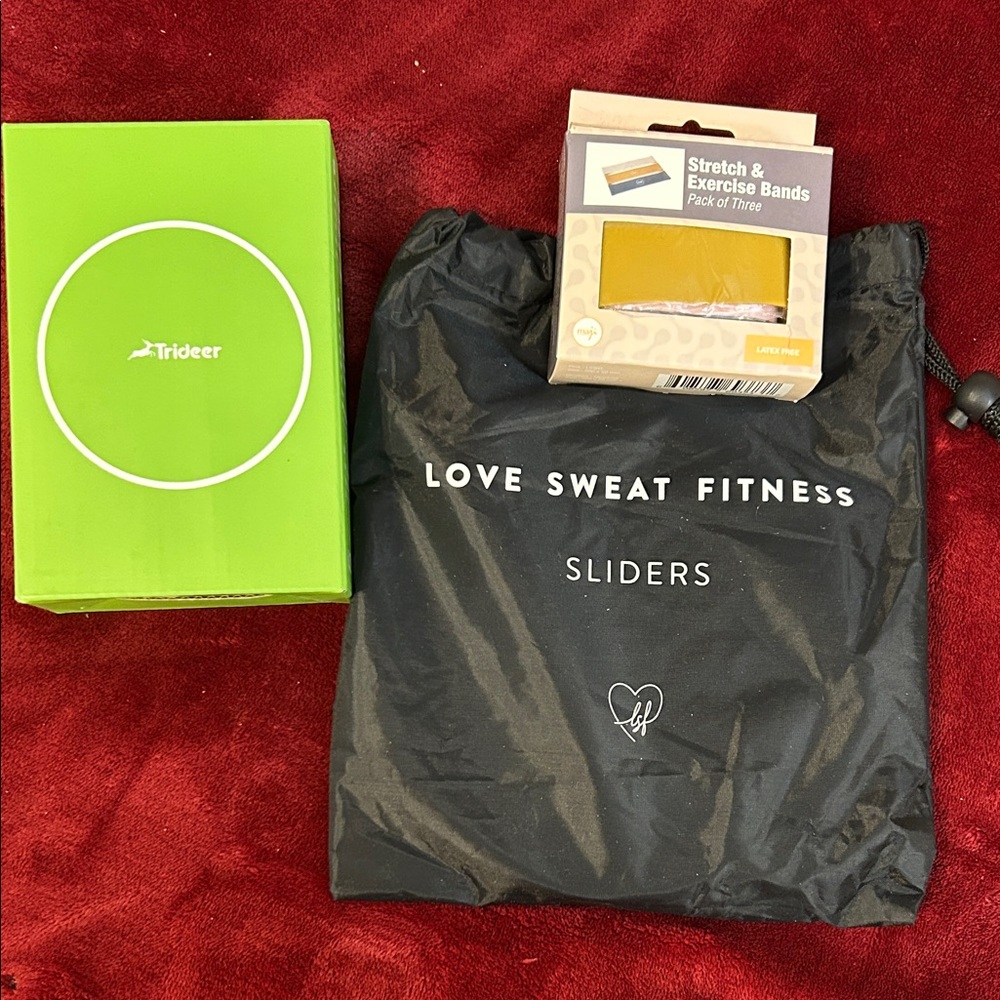 Exercise Bundle stretch & exercise bands, sliders and Pilates ball